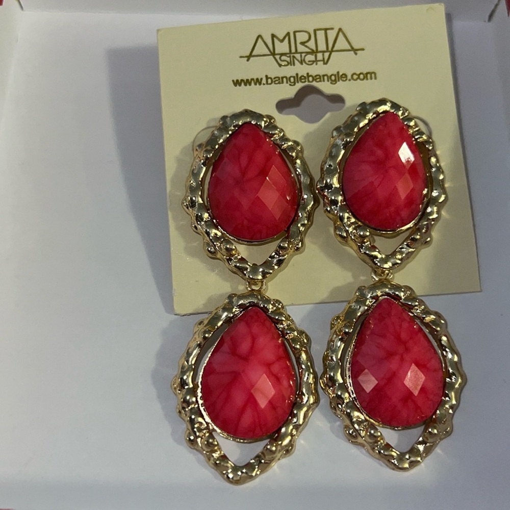 Amrita Singh fuchsia and gold earrings